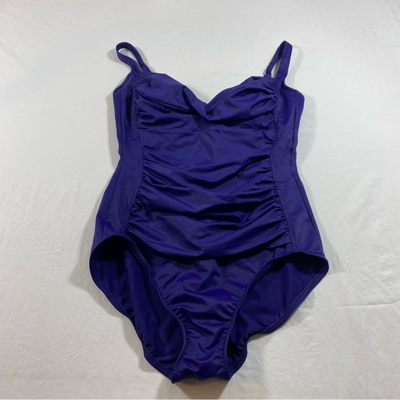 Croft Barrow One piece swimsuit Size 14 purple adjustable straps Spandex Swim - Picture 9 of 10